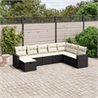 Afuera Living Contemporary 8 Piece Poly Rattan Large Sofa Set in Black