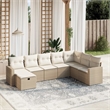 Afuera Living Contemporary 8 Piece Poly Rattan Sofa Set in Beige