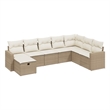Afuera Living Contemporary 8 Piece Poly Rattan Sofa Set in Beige