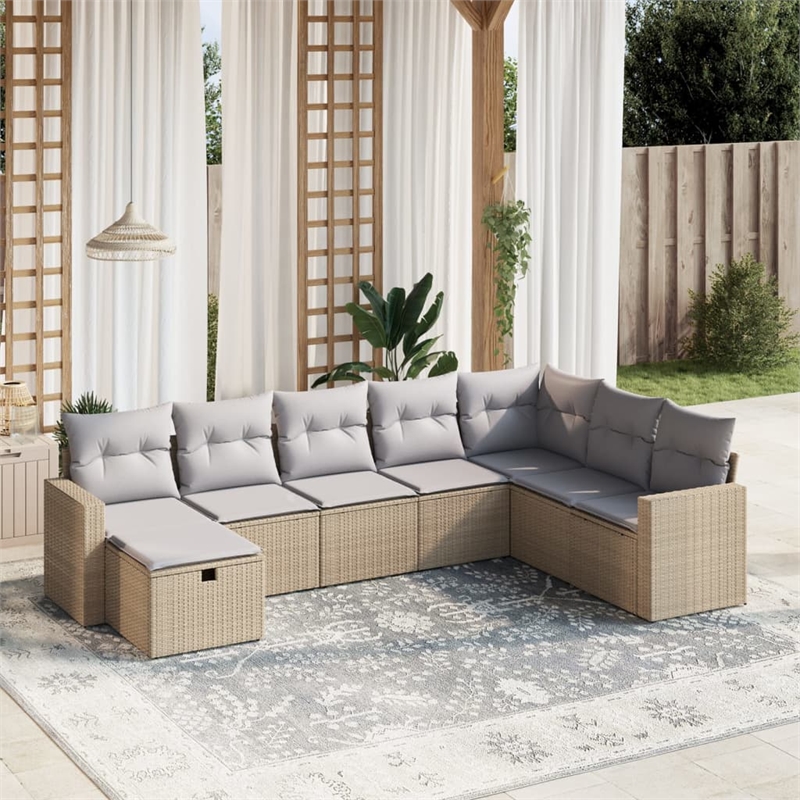 Afuera Living 8 Piece Poly Rattan Standard Sofa Set in Beige