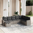 Afuera Living Contemporary 8 Piece Poly Rattan Small Sofa Set in Gray