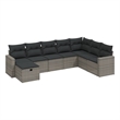 Afuera Living Contemporary 8 Piece Poly Rattan Small Sofa Set in Gray
