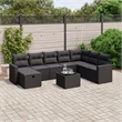 Afuera Living Contemporary 9 Piece Poly Rattan Large Sofa Set in Black
