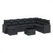 Afuera Living Contemporary 9 Piece Poly Rattan Large Sofa Set in Black