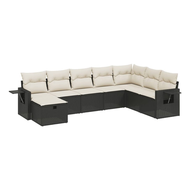 Afuera Living Contemporary 8 Piece Poly Rattan Large Sofa Set in Black