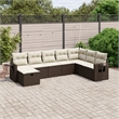 Afuera Living Contemporary 8 Piece Poly Rattan Large Sofa Set in Brown