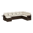 Afuera Living Contemporary 8 Piece Poly Rattan Large Sofa Set in Brown