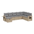 Afuera Living Contemporary 8 Piece Poly Rattan Large Sofa Set in Beige