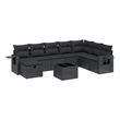 Afuera Living Contemporary 9 Piece Poly Rattan Large Sofa Set in Black
