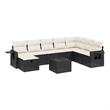 Afuera Living Contemporary 9 Piece Poly Rattan Large Sofa Set in Black