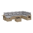 Afuera Living Contemporary 9 Piece Poly Rattan Sofa Set in Beige