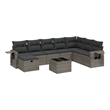 Afuera Living Contemporary 9 Piece Poly Rattan Large Sofa Set in Gray