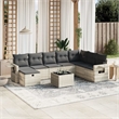 Afuera Living Contemporary 9 Piece Poly Rattan Sofa Set in Gray