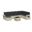 Afuera Living Contemporary 9 Piece Poly Rattan Sofa Set in Gray