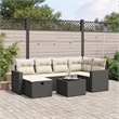 Afuera Living Contemporary 7 Piece Poly Rattan Small Sofa Set in Black