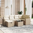 Afuera Living Contemporary 7 Piece Poly Rattan Sofa Set in Beige
