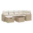 Afuera Living Contemporary 7 Piece Poly Rattan Sofa Set in Beige