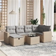 Afuera Living Contemporary 7 Piece Poly Rattan Sofa Set in Beige