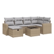 Afuera Living Contemporary 7 Piece Poly Rattan Sofa Set in Beige