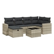Afuera Living Contemporary 7 Piece Poly Rattan Sofa Set in Gray