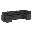 Afuera Living Contemporary 7 Piece Poly Rattan Large Sofa Set in Black