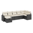 Afuera Living Contemporary 7 Piece Poly Rattan Sofa Set in Black