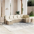Afuera Living Contemporary 7 Piece Poly Rattan Sofa Set in Beige