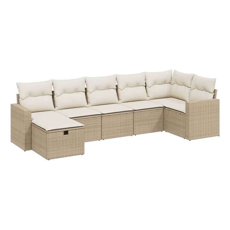 Afuera Living Contemporary 7 Piece Poly Rattan Sofa Set in Beige
