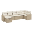 Afuera Living Contemporary 7 Piece Poly Rattan Sofa Set in Beige