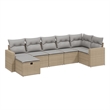 Afuera Living Contemporary 7 Piece Poly Rattan Large Sofa Set in Beige