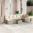 Afuera Living Contemporary 8 Piece Poly Rattan Small Sofa Set in Beige