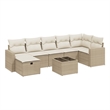 Afuera Living Contemporary 8 Piece Poly Rattan Small Sofa Set in Beige