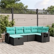 Afuera Living Contemporary Synthetic Poly Rattan Sofa Set in Black