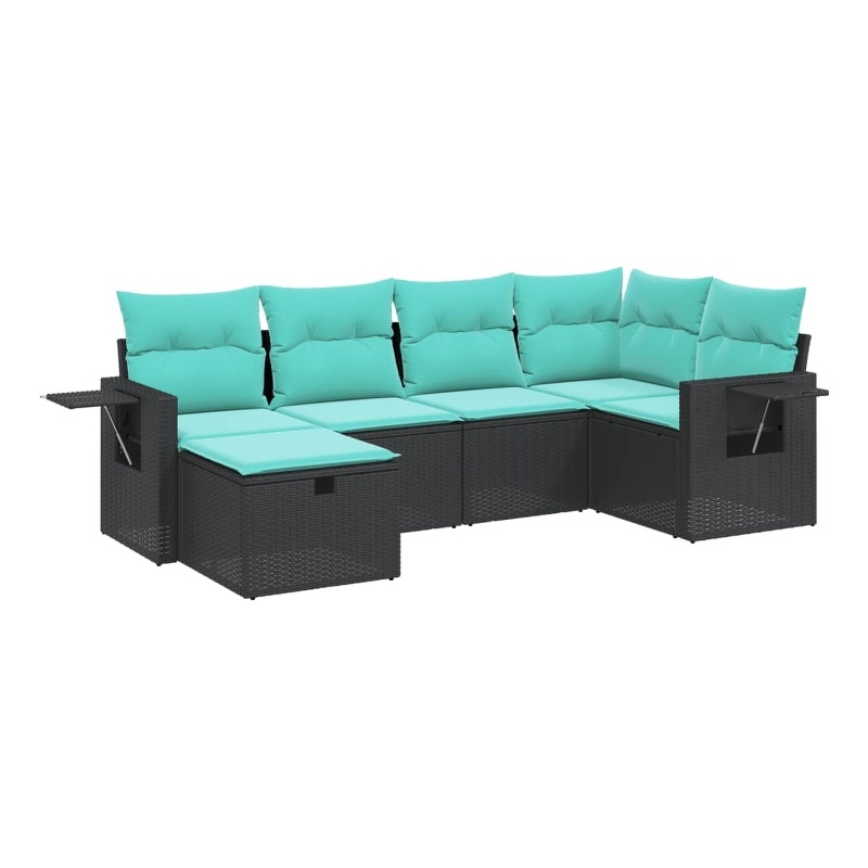 Afuera Living Contemporary Synthetic Poly Rattan Sofa Set in Black