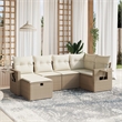 Afuera Living Contemporary 6 Piece Poly Rattan Large Sofa Set in Beige