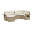 Afuera Living Contemporary 6 Piece Poly Rattan Large Sofa Set in Beige