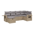 Afuera Living Contemporary 6 Piece Poly Rattan Large Sofa Set in Beige