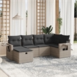 Afuera Living Contemporary 6 Piece Poly Rattan Large Sofa Set in Gray