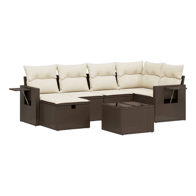 Afuera Living 6 Piece Poly Rattan Large Sofa Set in Brown/Beige