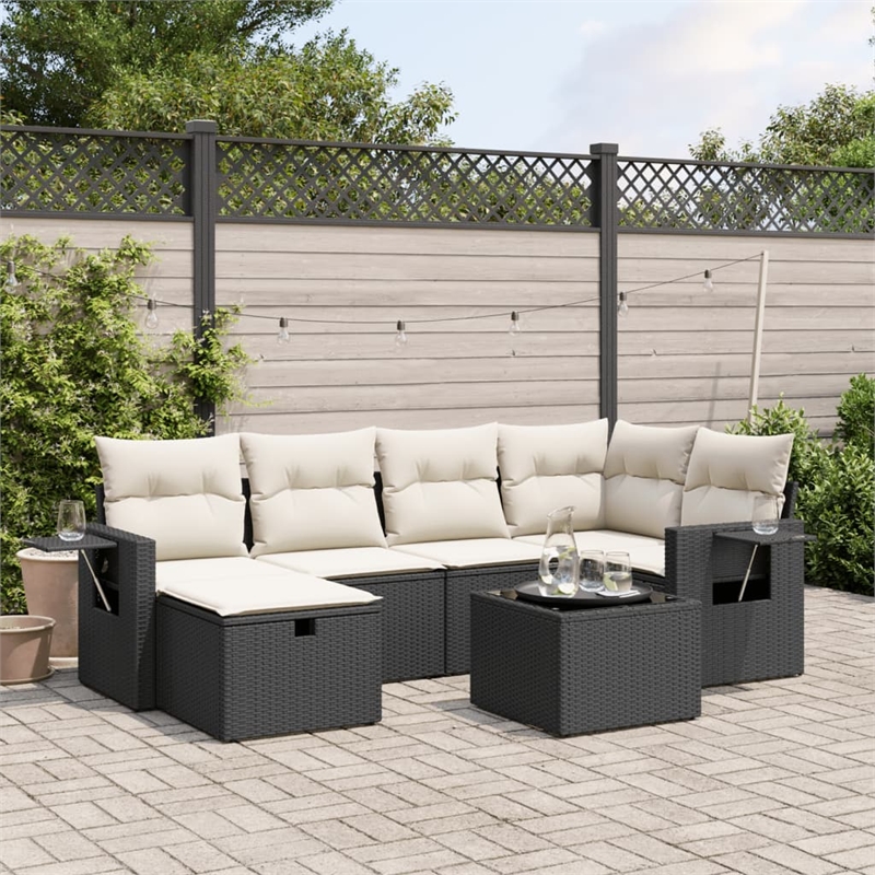 Afuera Living Contemporary Synthetic Poly Rattan Sofa Set in Black