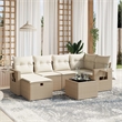 Afuera Living Contemporary 7 Piece Poly Rattan Large Sofa Set in Beige