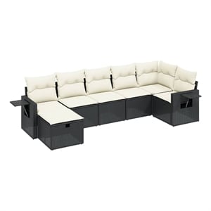 Afuera Living Contemporary 7 Piece Poly Rattan Large Sofa Set in Black