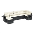 Afuera Living Contemporary 7 Piece Poly Rattan Large Sofa Set in Black