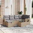 Afuera Living Contemporary 7 Piece Poly Rattan Large Sofa Set in Beige