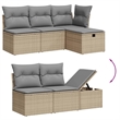 Afuera Living Contemporary 7 Piece Poly Rattan Large Sofa Set in Beige