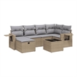 Afuera Living Contemporary 7 Piece Poly Rattan Large Sofa Set in Beige