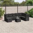 Afuera Living Contemporary 9 Piece Poly Rattan Large Sofa Set in Black