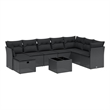 Afuera Living Contemporary 9 Piece Poly Rattan Large Sofa Set in Black