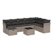 Afuera Living Contemporary 9 Piece Poly Rattan Sofa Set in Gray