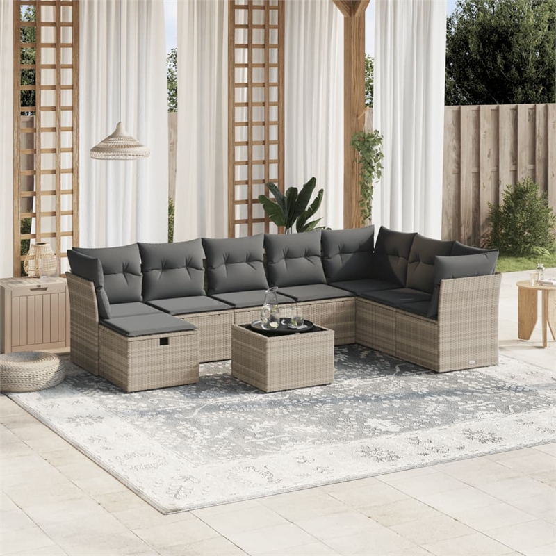 Afuera Living Contemporary Synthetic Poly Rattan Sofa Set in Gray